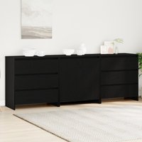 Berkfield Home 3-Piece Sideboards in Black Oak Engineered Wood