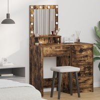 Berkfield Home Makeup Table with LED Lights - Smoked Oak 50x41x135 cm in Brown | Size: 50 x 41 x 135 cm