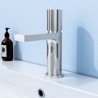 Chrome Handleless Futuristic Basin Mixer Tap Deck Mounted Brass Core