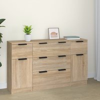 Berkfield Home 3 Piece Sideboard Set Sonoma Oak Engineered Wood in Brown
