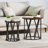 Berkfield Home Side Tables 2 pcs Smoked Oak Engineered Wood in Brown