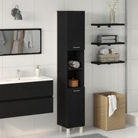 Berkfield Home Black Oak Bathroom Cabinet - 30x30x179 cm, Made of Engineered Wood | Size: 30 x 30 x 179 cm