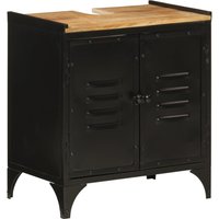 Berkfield Home Bathroom Sink Cabinet 55x35x60 cm Iron & Solid Wood Mango in Brown | Size: 55 x 35 x 60 cm