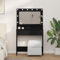 Berkfield Home Black Oak Dressing Table with LED Lights 79x41x135 cm | Size: 79 x 41 x 135 cm