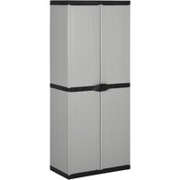 Berkfield Home Garden Storage Cabinet with 3 Shelves Grey&Black 68x40x168 cm in Grey | Size: 68 x 40 x 168 cm