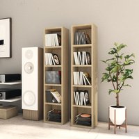 Berkfield Home CD Cabinets 2 pcs Sonoma Oak 21x16x93.5 cm Engineered Wood in Brown
