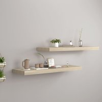 Berkfield Home Floating Wall Shelves 2 pcs Oak 80x23.5x3.8 cm MDF in Brown