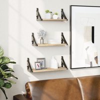 Berkfield Home 3 Piece Wall Shelf Set Sonoma Oak Engineered Wood in Brown