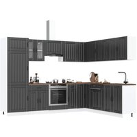 Berkfield Home 14 Piece Kitchen Cabinet Set Lucca Black Engineered Wood
