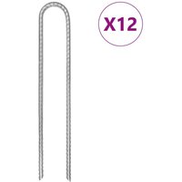 Berkfield Home Tent Pegs 12 pcs U-shaped 30 cm √ò7 mm Galvanised Steel