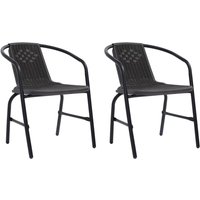 Berkfield Home Garden Chairs 2 pcs Plastic Rattan & Steel 110 kg in Black
