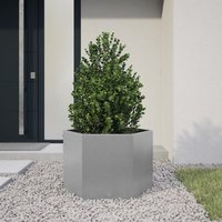 Berkfield Home Garden Planter Hexagon 69x60x45 cm Galvanized Steel in Silver | Size: 69 x 60 x 45 cm