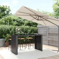 Berkfield Home Bar Table with Glass Top Black 185x80x110 cm Poly Rattan | Size: 185 x 80 x 110 cm
