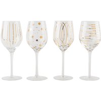 Mikasa Cheers Metallic Gold Wine Glasses Set Of 4, 400ml Dishwasher Safe in Clear