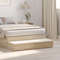 Berkfield Home Bed Drawers Sonoma Oak 120x36.5x16.5 cm Engineered Wood in Brown