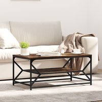 Berkfield Home Coffee Table with Shelf Smoked Oak 90x50x40 cm Engineered Wood in Brown | Size: 90 x 50 x 40 cm