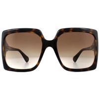 Gucci Women's Square Dark Havana Brown Gradient Sunglasses