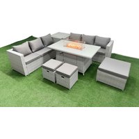Fimous 9 Seat PE Rattan Lounge Sofa Set Outdoor Garden Furniture Sets in Light Grey