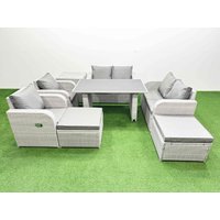 Fimous 8 Pieces Patio Garden Furniture Sets with Cushions Side Table in Light Grey