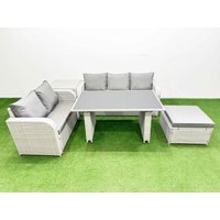 Fimous Garden Furniture Set with Rectangular Dining Table Stool Side Table in Light Grey