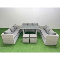 Fimous Patio Outdoor Garden Furniture Sets with 2 Small Stool Light Grey
