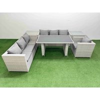 Fimous Patio Garden Furniture Sets with 2 Side Tables Light Grey