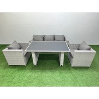 Fimous Patio Garden Furniture Sets with Dining Table Light Grey