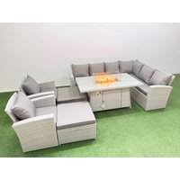 Fimous Outdoor Furniture Garden Set Corner Sofa Chair Set with Footstools in Light Grey