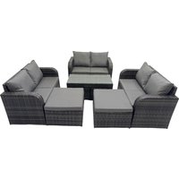 Fimous Garden Outdoor Furniture Set with 2 Big Footstools Dark Grey Mixed