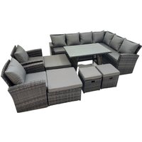 Fimous 12 Seater Garden Outdoor Rattan Furniture Set Dark Grey