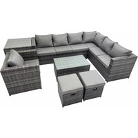 Fimous Rattan Garden Furniture Set with Chair Side Table Dark Grey Mixed