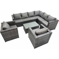 Fimous Rattan Garden Furniture Set with 2 Chairs Dark Grey Mixed