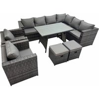 Fimous Patio Furniture Sets with Dining Table 2 Small Stools 2 Chair in Dark Grey