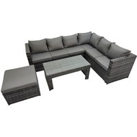 Fimous Garden Furniture Set with Big Stool Dark Grey Mixed