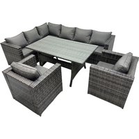 Fimous Outdoor PE Rattan Sofa Set with with 2 Chairs in Dark Grey