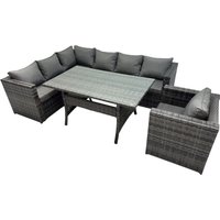 Fimous Outdoor PE Rattan Sofa Set with with Chair in Dark Grey