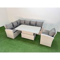 Fimous 7 Seat Garden Furniture Corner Sofa with Armchair Light Grey