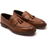 Thomas Crick Men's 'Clinton' Leather Tassel Formal Loafer Shoes in Tan | Size: 11