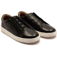 Off the Hook Men's EVERS' Boys Leather Trainer Elastic Lacing Fasting Sneaker Shoes in Black | Size: 1