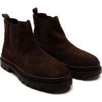 Off the Hook Men's HARRISON Boys Suede Leather Formal Chelsea Boots in Brown | Size: 1