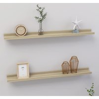Berkfield Home Wall Shelves 2 pcs Sonoma Oak 80x9x3 cm in Brown | Size: 80 x 9 x 3 cm
