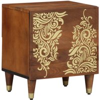 Berkfield Home Bedside Tables Honey brown Solid Wood Medium Decorative Inlays