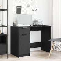 Berkfield Home Black Oak Desk - 100x50x75 cm - Made of Engineered Wood | Size: 100 x 50 x 75 cm
