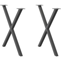 Berkfield Home Dining Table Legs X-Shaped 2 pcs Anthracite 80x(72-73) cm Steel in Black