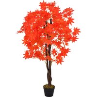 Berkfield Home Artificial Plant Maple Tree with Pot Red 120 cm