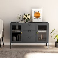 Berkfield Home Sideboard Anthracite 105x35x70 cm Steel & Tempered Glass in Black | Size: 105 x 35 x 70 cm