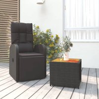 Berkfield Home 2 Piece Garden Lounge Set Black Poly Rattan&Solid Wood Acacia