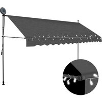 Berkfield Home Manual Retractable Awning with LED 350 cm Anthracite in Black