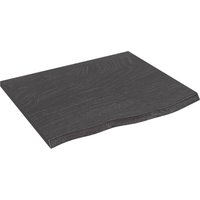 Berkfield Home Wall Shelf Dark Grey 60x50x2 cm Treated Solid Wood Oak in Brown | Size: 60 x 50 x 2 cm