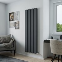 Agadon Lola Duplex Designer Panel Radiator in Dark Grey | Size: 1800mm x 372mm